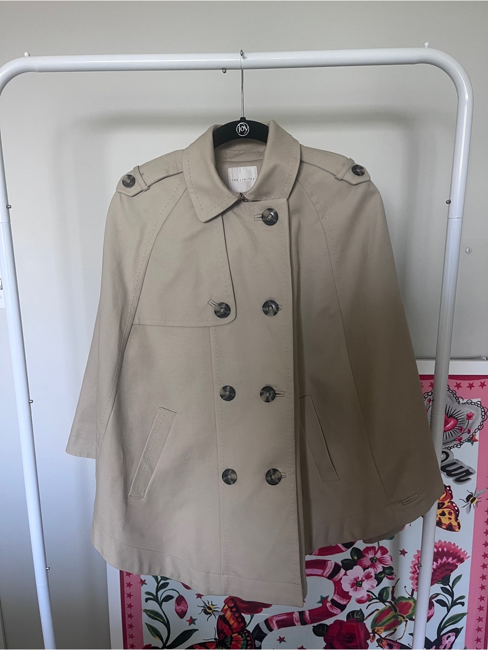 The Limited Beige Double-Breasted Cape Coat